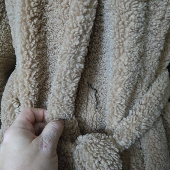 Women's Medium Dark Beige Hooded Belted Soft Mid Length Coat/Jacket READ - Picture 4 of 5